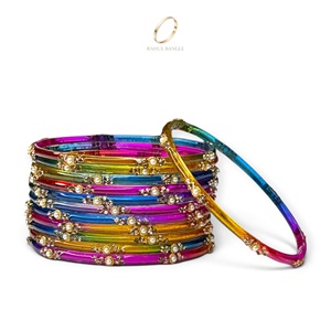Brazaletes de Cristal Multicolores con Diseño de Gotas de Lluvia de Cachemira para Fiestas, Decorativos, Chapados en Oro, con Piedras de Cristal para Mujeres, Aniversario - Product Image 5