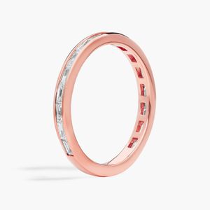 Bague de mariage en or jaune sertie de diamants baguette - Product Image 2