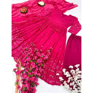 Vestido Maxi Anarkali de Diseñador con Pantalón y Dupatta, Ropa de Fiesta sin Costuras - Product Image 6