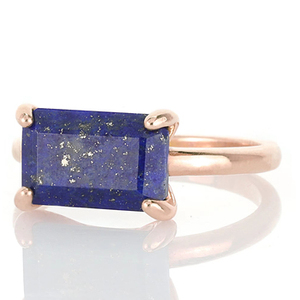 Solid 18K Gold Plated Natural Lapis Faceted Cut Gemstone 925 Sterling <b>Silver</b> <b>Solitaire</b> <b>Rings</b> Fine Jewelry For Women's Party Wear - Product Image 6