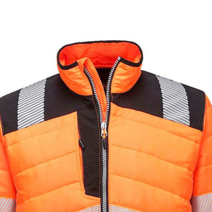 High Visibility <b>Orange</b> Reflective Puffer <b>Jacket</b> Men's Safety Winter Workwear Thermal Quilted Waterproof Construction Parka - Product Image 6