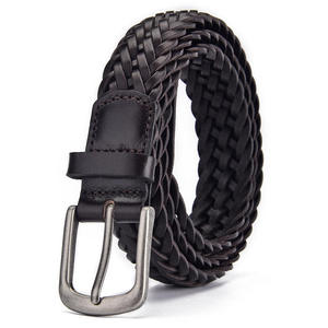 Braided Genuine Leather <b>Belt</b> With Silver Pin Buckle Casual Style For Men And <b>Women</b> - Product Image 1