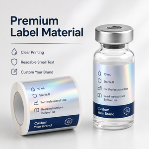 Étiquettes personnalisées en rouleau holographiques argentées pour flacons, autocollants imperméables avec logo personnalisé pour flacons en verre de 10 ml pour sérum - Product Image 2
