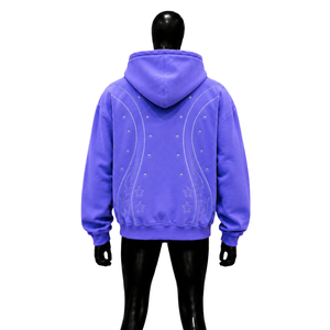 Sudadera con capucha y cremallera STREETWEAR PURPLE STAR, moda moderna, corte relajado, informal, con cremallera, forro polar oversize con estampado de estrellas, ropa informal de otoño, cómoda - Product Image 2