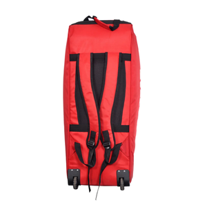 Sac de sport en nylon rouge avec roulettes, sangle réglable, fermeture éclair, grande capacité 40-55L, style décontracté unisexe, vente en gros - Product Image 4