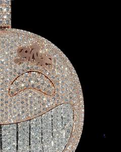 <b>Iced</b> <b>Out</b> Smiley Face Emoji Pendant with Tennis <b>Chain</b> Full Diamond CZ Round Charm Rose Gold Custom Hip Hop Necklace - Product Image 2