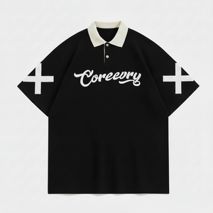 Chemise décontractée pour homme en coton uni, à manches courtes, respirante, avec broderie de lettres et logo frontal, coupe élégante - Product Image 1