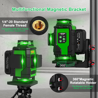 Niveau laser vert auto-nivelant Sndway 16 lignes 4D 360° rechargeable avec télécommande verticale et horizontale