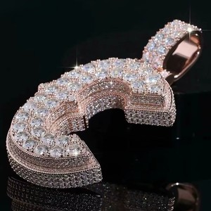 Pendentifs et breloques de luxe en diamant taille émeraude et Moissanite VVS, en argent 925 et or, style Hip Hop Iced, pendentif personnalisé avec lettre pour rappeur - Product Image 4