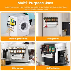 2 Pezzi Organizzatore Magnetico Salvaspazio per Frigorifero, Porta Spezie, Porta Rotoli di Carta, Ganci Pieghevoli - Product Image 6