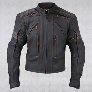 เสื้อแจ็คเก็ตหนังสีดำด้านสำหรับขี่มอเตอร์ไซค์สไตล์สตรีทสำหรับผู้ชาย พร้อมแผ่นเกราะป้องกัน - Product Image 1