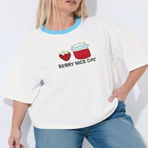 Camisetas Blancas Oversize de Algodón Estampadas de Manga Corta con Cuello Redondo para Mujer al por Mayor - Estilo Casual y Ajuste Holgado - Product Image 5