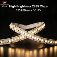 Lampu Strip LED 2835 24V 120 LED/m CRI>83  Lumen Tinggi Lampu Pita LED Fleksibel untuk Dekorasi Proyek Dalam Ruangan