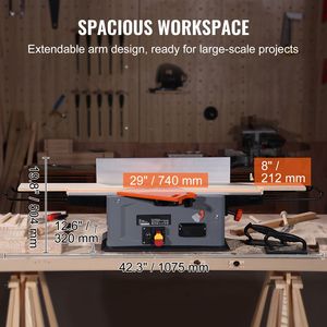 Fresatrice a spirale da banco da 8 pollici 2HP con 10000 RPM e testa di taglio a 18 lame, braccio estensibile da 6,5 piedi con giuntatrici a dita - Product Image 4