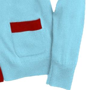 Cardigan en tricot rose et vert pour homme, col en V, manches longues, fermeture boutonnée, style automne, couleur unie, coupe classique - Product Image 6