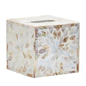 Boîte à mouchoirs en bois faite à la main avec incrustation de nacre pour la décoration de la maison - Product Image 2