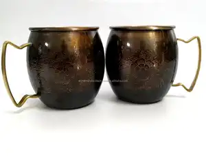Black Oxided Copper Moscow Mule Canecas Com Luxo Gravura Floral Design Melhor Qualidade Em Venda Quente Canecas De Metal E Copos
