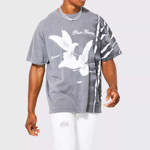 T-shirt à col rond pour homme en coton 100% de haute qualité, impression puff personnalisée, streetwear, t-shirt imprimé personnalisé - Product Image 2