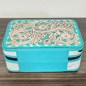 Estuche de Joyería de Cuero con Diseño Floral, Hecho a Mano, Precio de Fábrica, Nuevo, Portátil, para Viajes, Organizador de Joyas y Regalos para Mujer - Product Image 5