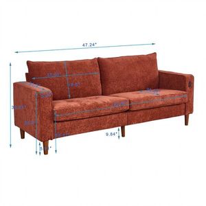 Light Brown Corduroy Modern Style Solid Color Multi-Person Sofa for Living Room Includes USB Interface - Product Image 5