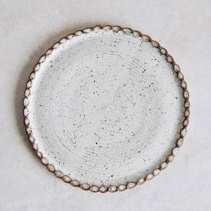 Round <b>Ceramic</b> <b>Plate</b> With Strawberry Pattern Handpainted Flat Dish Cute Design Green Checkered Background - Product Image 1