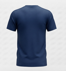 T-shirt à manches courtes pour homme, bleu marine, col rond, coupe classique, 100% polyester, couleur unie, évacuation de l'humidité, toutes saisons - Product Image 4