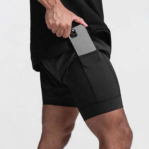 Pantalones Cortos Deportivos de Doble Capa para Hombre, Pantalones Cortos Deportivos 2 en 1 para Gimnasio, Entrenamiento, Secado Rápido, para Correr, de Doble Capa, para Verano - Product Image 4