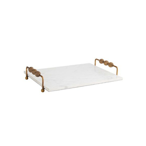 Plateau de service en marbre GRAHVATIKA avec poignée en laiton doré, finition polie, accessoire décoratif pour la maison, design artisanal - Product Image 2