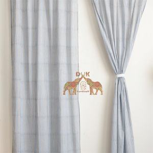 Última llegada: Juego de cortinas de algodón con estampado de bloques a rayas para decoración del hogar y sala de estar, cortinas suaves y ligeras. - Product Image 5