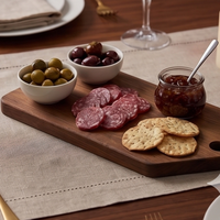 Planche à découper en teck en forme de maison unique, antibactérienne, durable, asymétrique, écologique, pour charcuterie