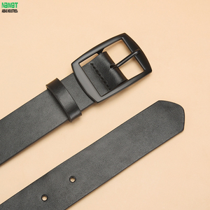 Cinturón Formal de Cuero Genuino para Hombre, Color Sólido, Hebilla de Metal Rectangular, Diseño de una Sola Pieza, Duradero - Product Image 4