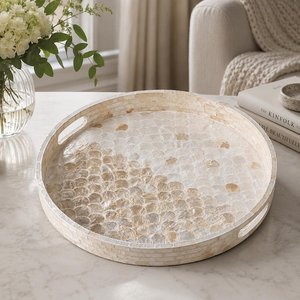 Premium Blur Resin Inlay Coffee Tray with <b>Mosaic</b> Border Handmade Decorative Accent for Coffee Table and Dining Decor - Product Image 4