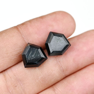 หินออบซิเดียนสีดำธรรมชาติ รูปทรงหกเหลี่ยม แบบตัดขั้นบันได ขัดเงาสูง ขนาด 12 มม. แบบหลังแบน สำหรับทำเครื่องประดับ จี้ แหวน - Product Image 1