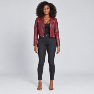 Chaqueta de cuero para mujer diseñada para la moda moderna con construcción duradera, forro cómodo y diseño elegante. - Product Image 1