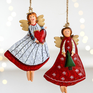 Ornements de Noël suspendus - Anges de Noël décoratifs en métal pour l'extérieur et figurines d'anges pour Noël - Product Image 5