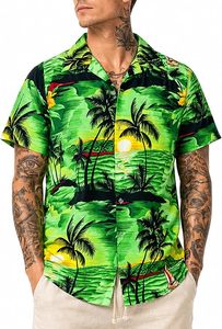 Camisa Hawaiana de Manga Corta de Popelina Personalizada al por Mayor para Hombre, Corte Regular, Diseño Casual para Playa y Surf, Antiarrugas, Secado Rápido, India - Product Image 5