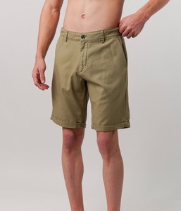 Pantalones Cortos Bermuda Verde Oliva para Hombre, Cintura Media, Cierre de Botones, Casuales, Tejido Sólido de Algodón - Product Image 2