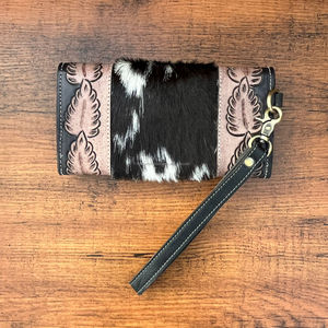 Elegante bolso de mano de piel de vaca de lujo, multiusos, billetera larga de cuero con función RFID, tarjetero con patrón de logotipo para mujer - Product Image 4