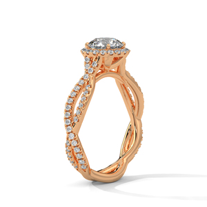 Anillo de Boda de Oro Rosa Sólido de 14K con Diseño de Espiga en la Cintura y Diamante Cultivado en Laboratorio con Certificado GRA, Precio al por Mayor - Product Image 2
