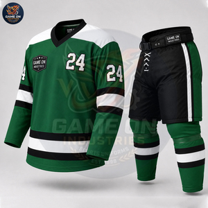 Team Sportswear Breathable Performance Apparel Sublimation Design OEM ODM Service Custom Green Ice Hockey Uniform Sets - Product Image 3