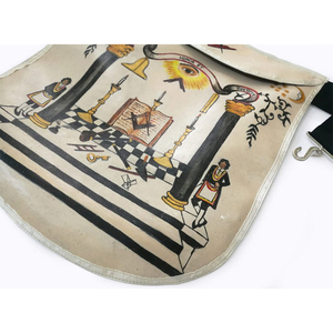 Tablier maçonnique personnalisé brodé en 3D, style classique, rouge, blanc, bordure dorée, accessoire de cérémonie pour franc-maçon - Product Image 2