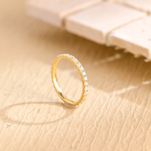 Anillo de Boda de Oro Macizo con Diamantes Cultivados en Laboratorio, Anillo de Compromiso con Pavé de Eternidad - Product Image 3