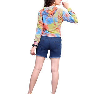 Customize Logo Autumn Women Plus Size Streetwear Hooded Short Crop <b>Top</b> <b>Zip</b>-Up Pullover Hoodies Cotton Fleece <b>Front</b> - Product Image 2