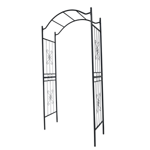Arco da Giardino in Metallo Verniciato a Polvere Nera 3.6ft x 1.47ft, Supporto per Piante Rampicanti Altezza 7.5ft, Traliccio e Cancello per Esterni Nero - Product Image 6