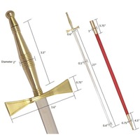 Épée Cérémonielle Universelle Premium avec Poignée Dorée et Fourreau Rouge – Ensemble de Régalia Maçonnique Royal pour Garde d'Honneur et Accessoire d'Uniforme de Défilé