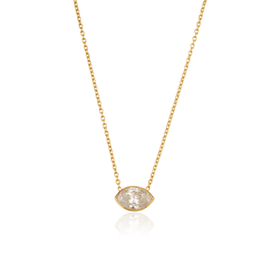Collar con Colgante de Diamante Natural Corte Marquesa Minimalista y Brillante en Oro Amarillo Sólido de 14K, Joyería para Uso Diario - Product Image 3