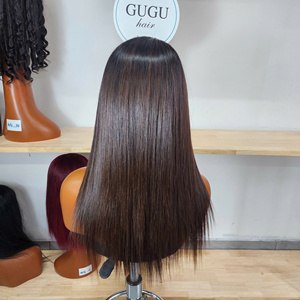 Grande perruque longue bouclée crépue et volumineuse en cheveux vierges, avec dentelle transparente, pour femmes, avec frange, douce, résistante à la chaleur, 100% cheveux humains - Product Image 2