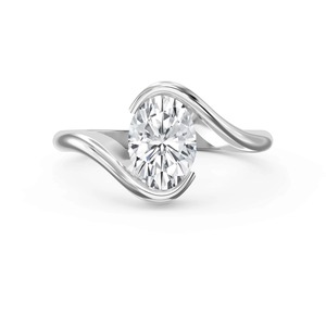 Anillo de compromiso solitario moderno con diamante cultivado en laboratorio de corte ovalado de 2 quilates en oro de 14 quilates para mujer - Product Image 3