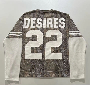 T-shirt à manches longues camouflage Bottega, coupe ample, style streetwear, jersey respirant pour homme, logo imprimé au dos - Product Image 2