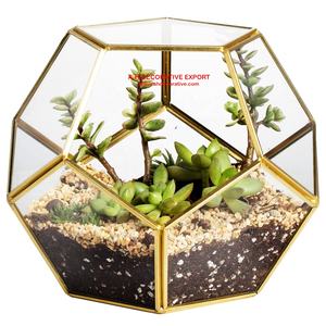 Terrario de vidrio para el hogar, plantador de Metal único para mesa de alta calidad con forma geométrica - Product Image 1